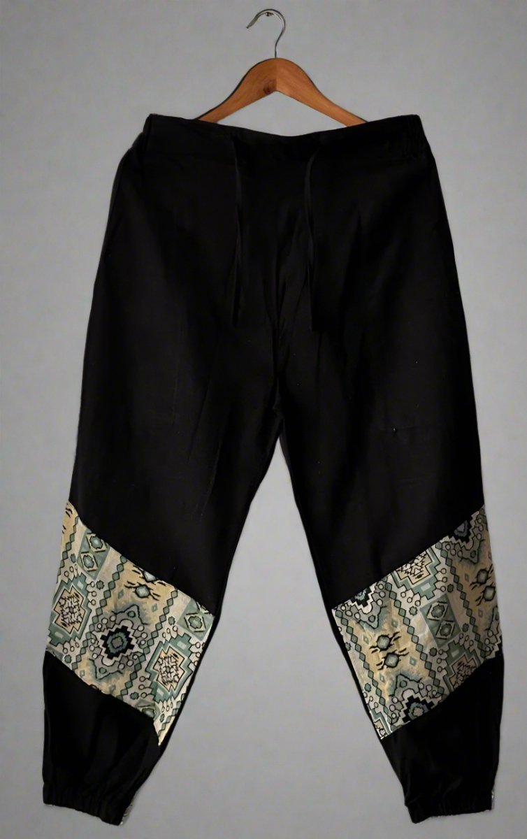 Bohemian Patchwork Joggers | Yoga Wear | Black - swadeshsouq.com