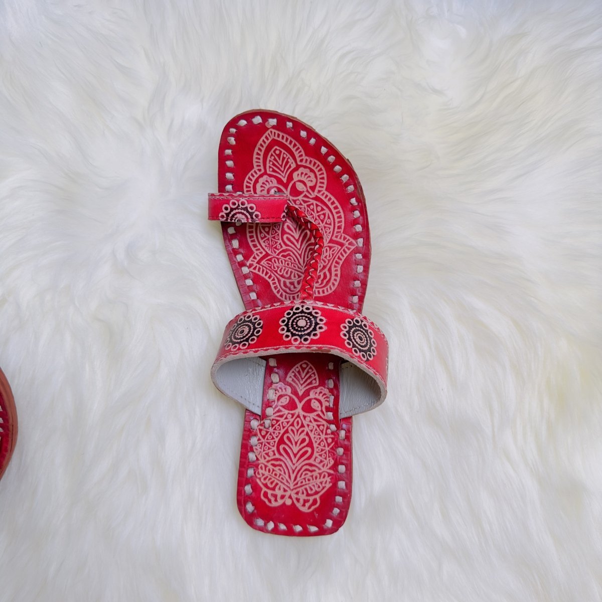 Bold Red Handcrafted Kolhapuri Sandals – Timeless Tradition Meets Style - swadeshsouq.com