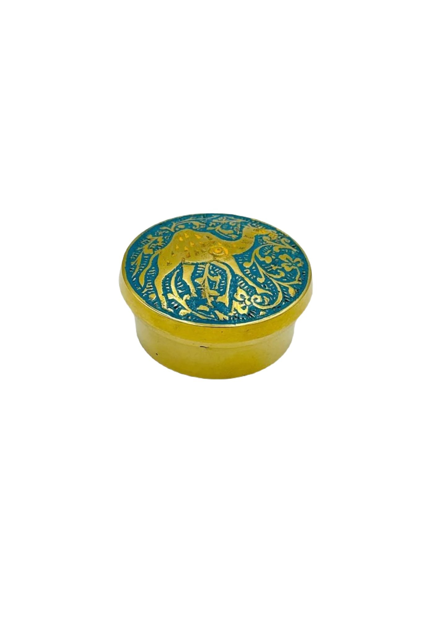 Brass Box with Blue Meenakari Camel Design - Perfect for Gifting - swadeshsouq.com