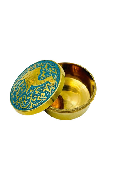 Brass Box with Blue Meenakari Camel Design - Perfect for Gifting - swadeshsouq.com