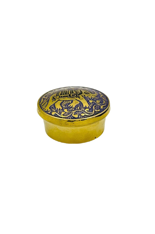 Brass Box with Blue Meenakari Elephant Design - Perfect for Gifting - swadeshsouq.com