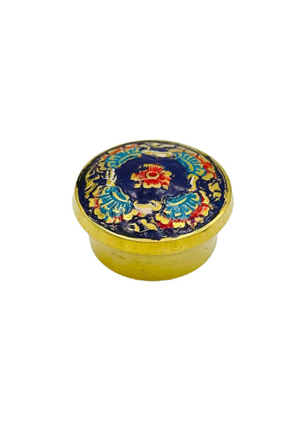 Brass Box with Blue Meenakari Floral Design - Perfect for Gifting - swadeshsouq.com