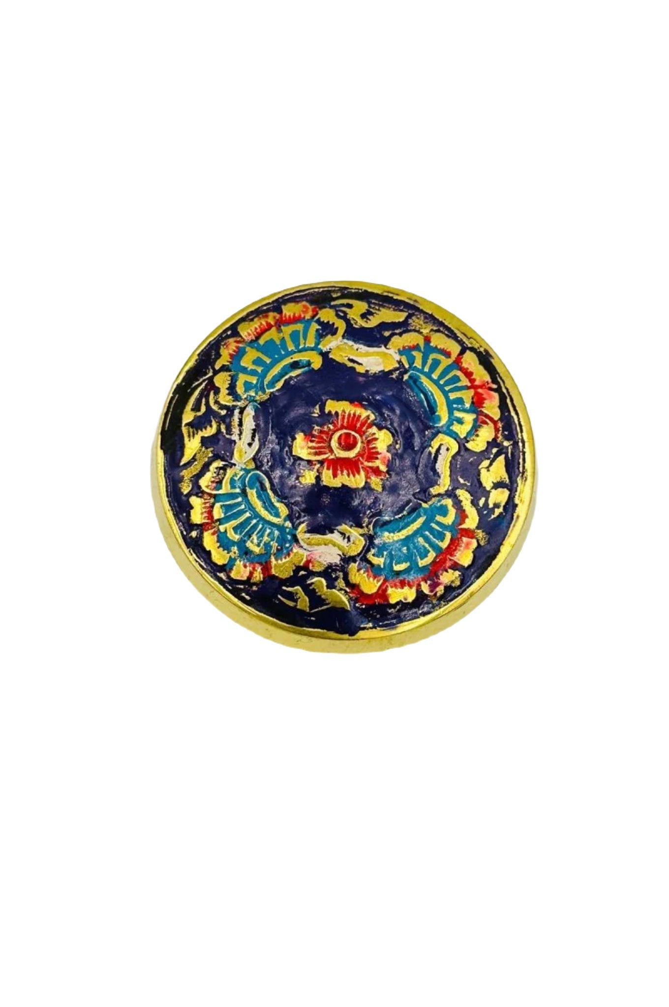 Brass Box with Blue Meenakari Floral Design - Perfect for Gifting - swadeshsouq.com