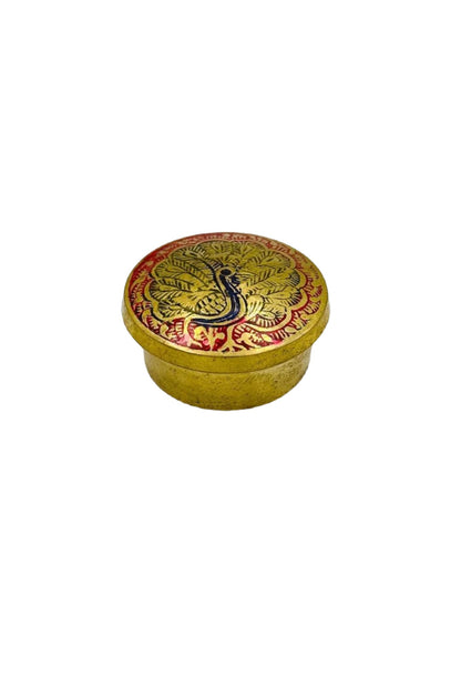 Brass Box with Blue Meenakari Peacock Design - Perfect for Gifting - swadeshsouq.com