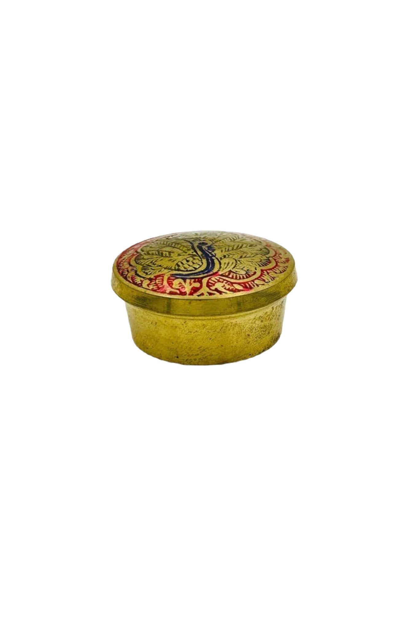 Brass Box with Blue Meenakari Peacock Design - Perfect for Gifting - swadeshsouq.com