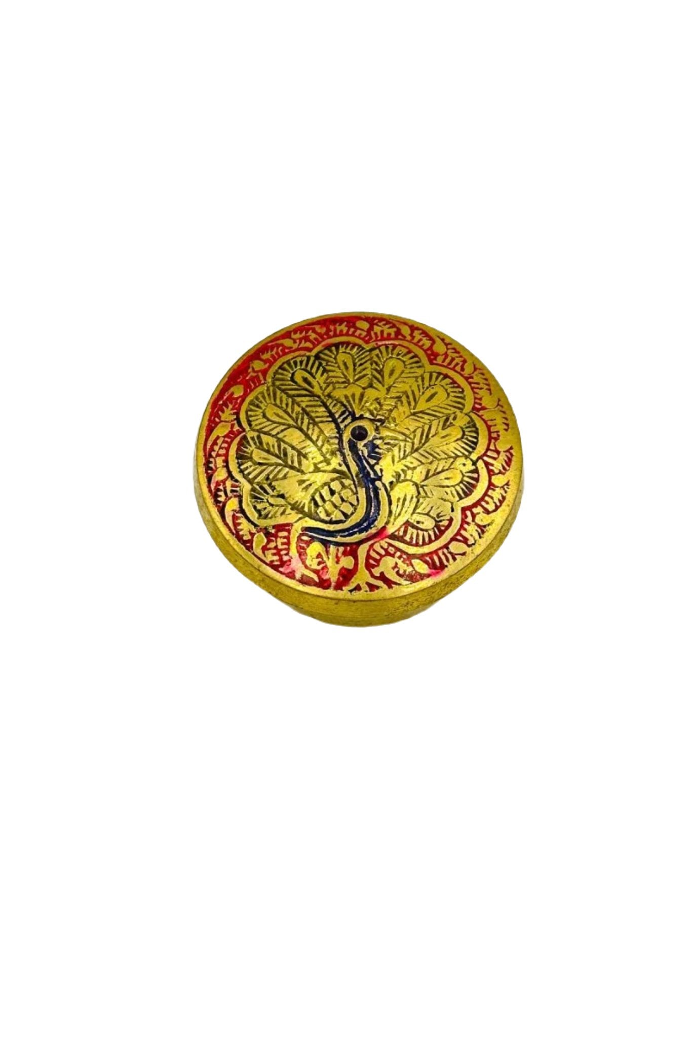 Brass Box with Blue Meenakari Peacock Design - Perfect for Gifting - swadeshsouq.com