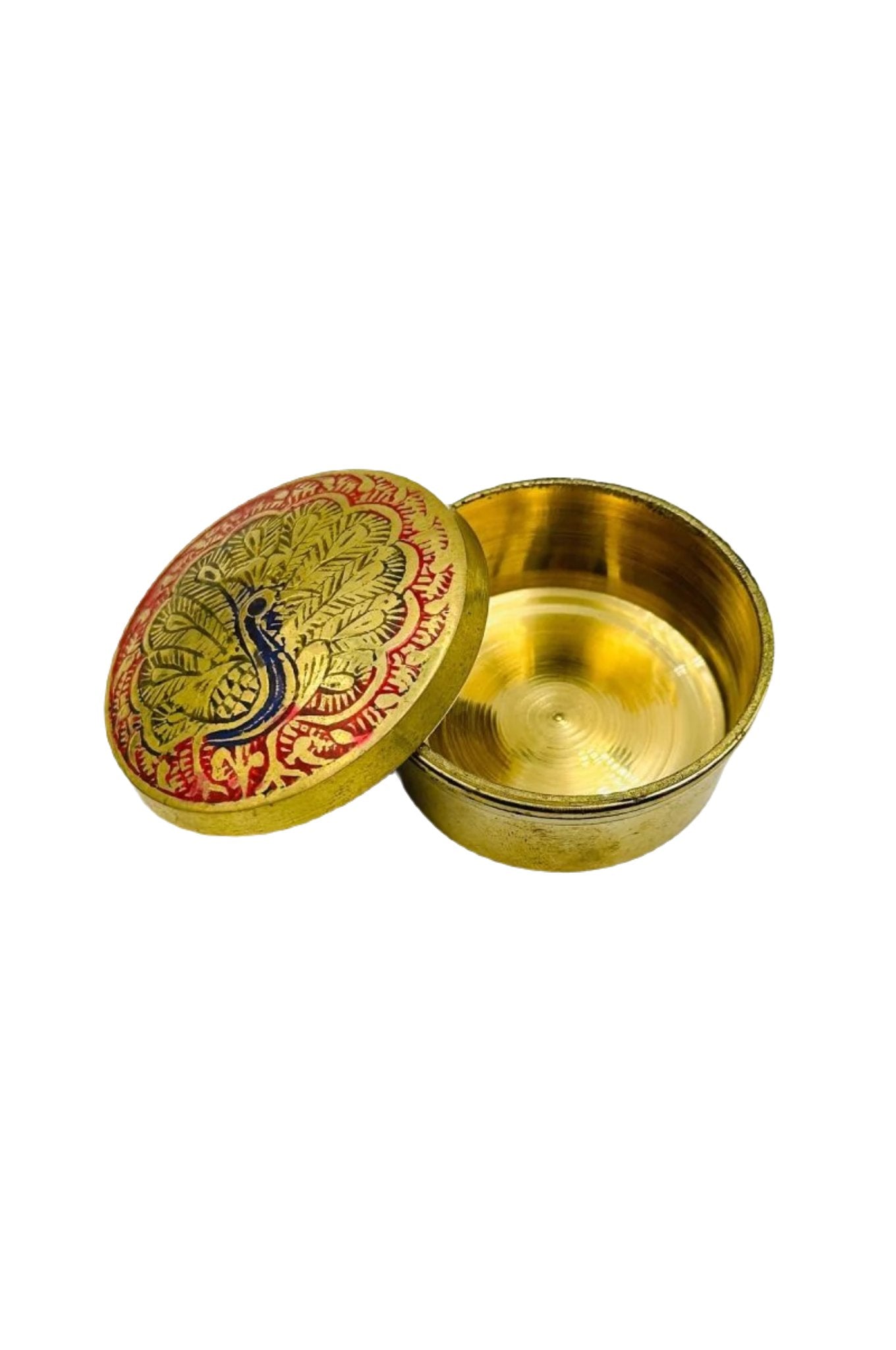 Brass Box with Blue Meenakari Peacock Design - Perfect for Gifting - swadeshsouq.com