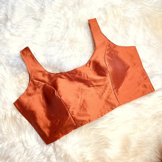 Burnt Orange Silk Blouse - swadeshsouq.com