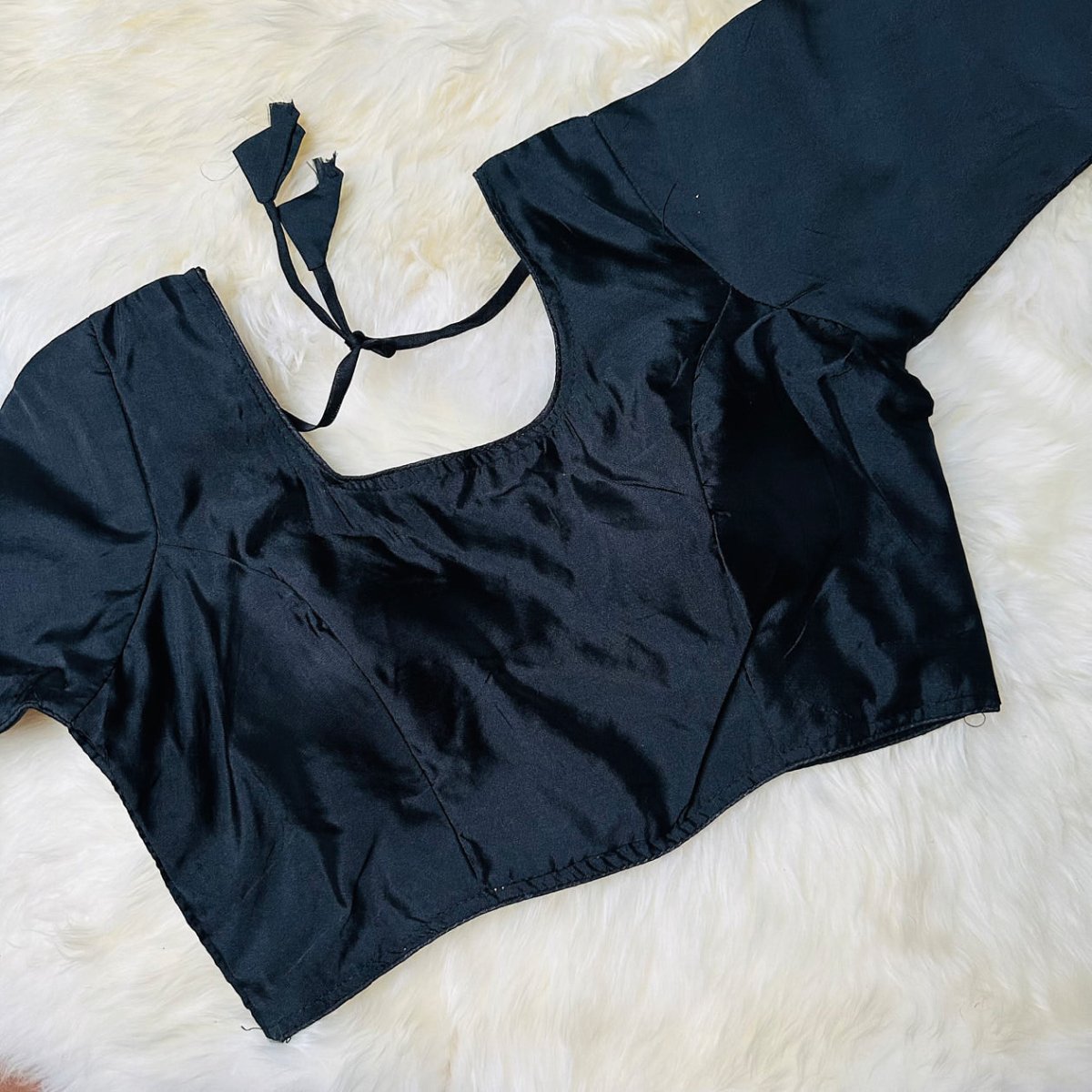Classic Black Silk Long - Sleeve Blouse – Perfect Fit (32 to 38) – Timeless & Versatile - swadeshsouq.com
