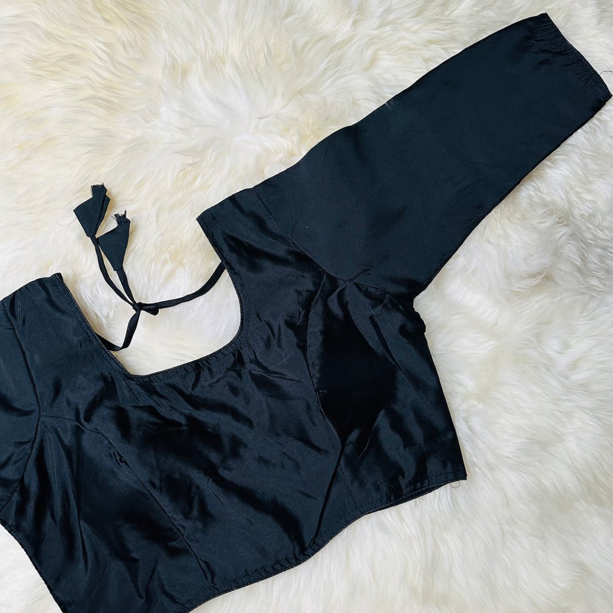 Classic Black Silk Long - Sleeve Blouse – Perfect Fit (32 to 38) – Timeless & Versatile - swadeshsouq.com