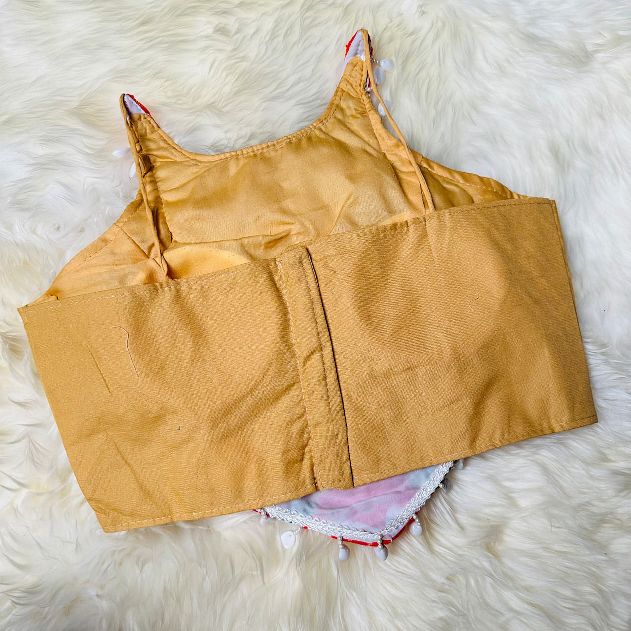 Festive Cream Beige Dandiya Pure Cotton Blouse – Sleeveless, Size 32-40