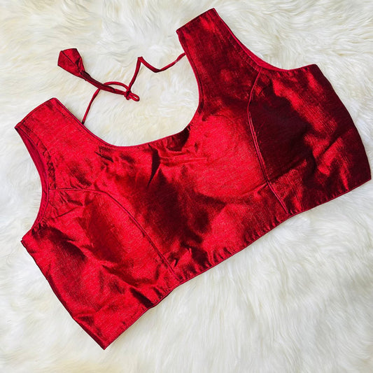 Deep Maroon Silk Blouse – Plus Size Perfect Fit (38 to 44) – Classic & Graceful - swadeshsouq.com