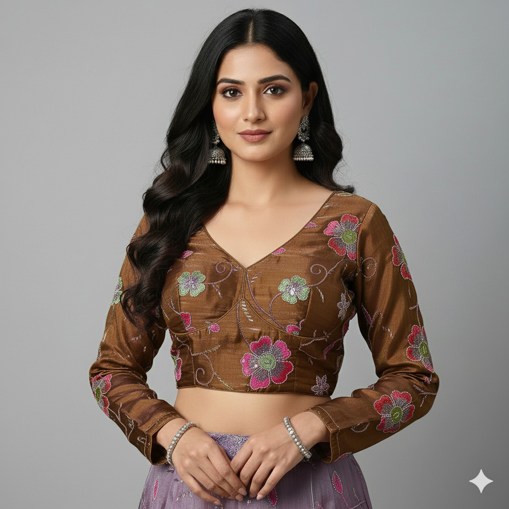 Graceful Paridot Green Jimichoo Beaded Blouse | Size 32–40