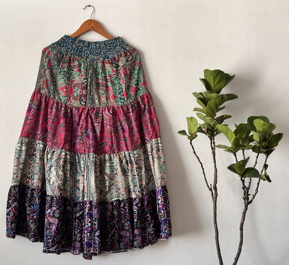 Eco - Friendly Artisan Skirt – Reimagined Viscose Rayon with Unique Mixed Patterns | Sustainable Fashion for Women - swadeshsouq.com