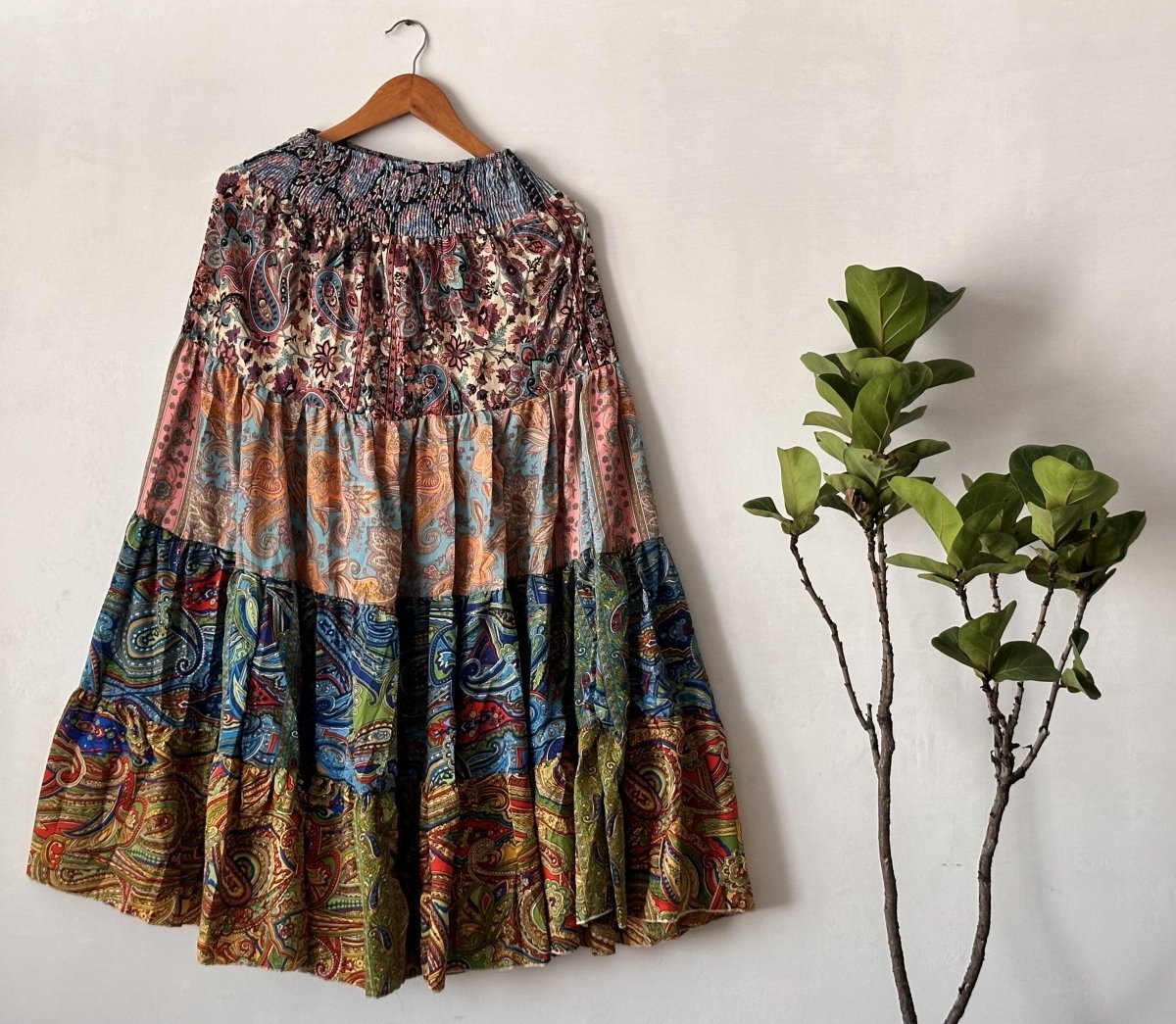 Eco - Friendly Artisan Skirt – Reimagined Viscose Rayon with Unique Mixed Patterns | Sustainable Fashion for Women - swadeshsouq.com