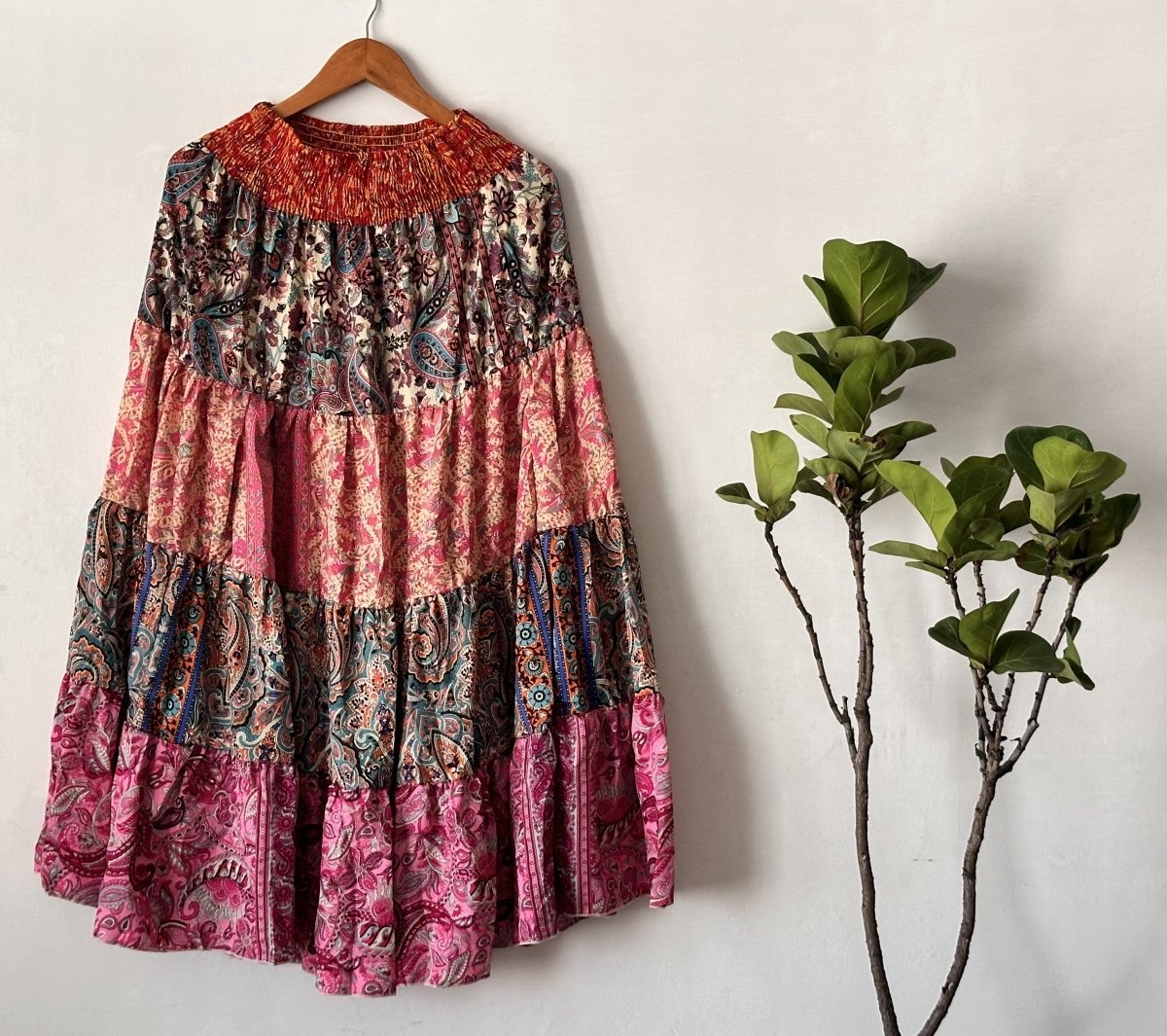 Eco - Friendly Artisan Skirt – Reimagined Viscose Rayon with Unique Mixed Patterns | Sustainable Fashion for Women - swadeshsouq.com