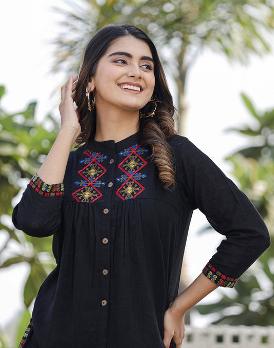 Elegant Black Embroidered Co - Ord Set - swadeshsouq.com