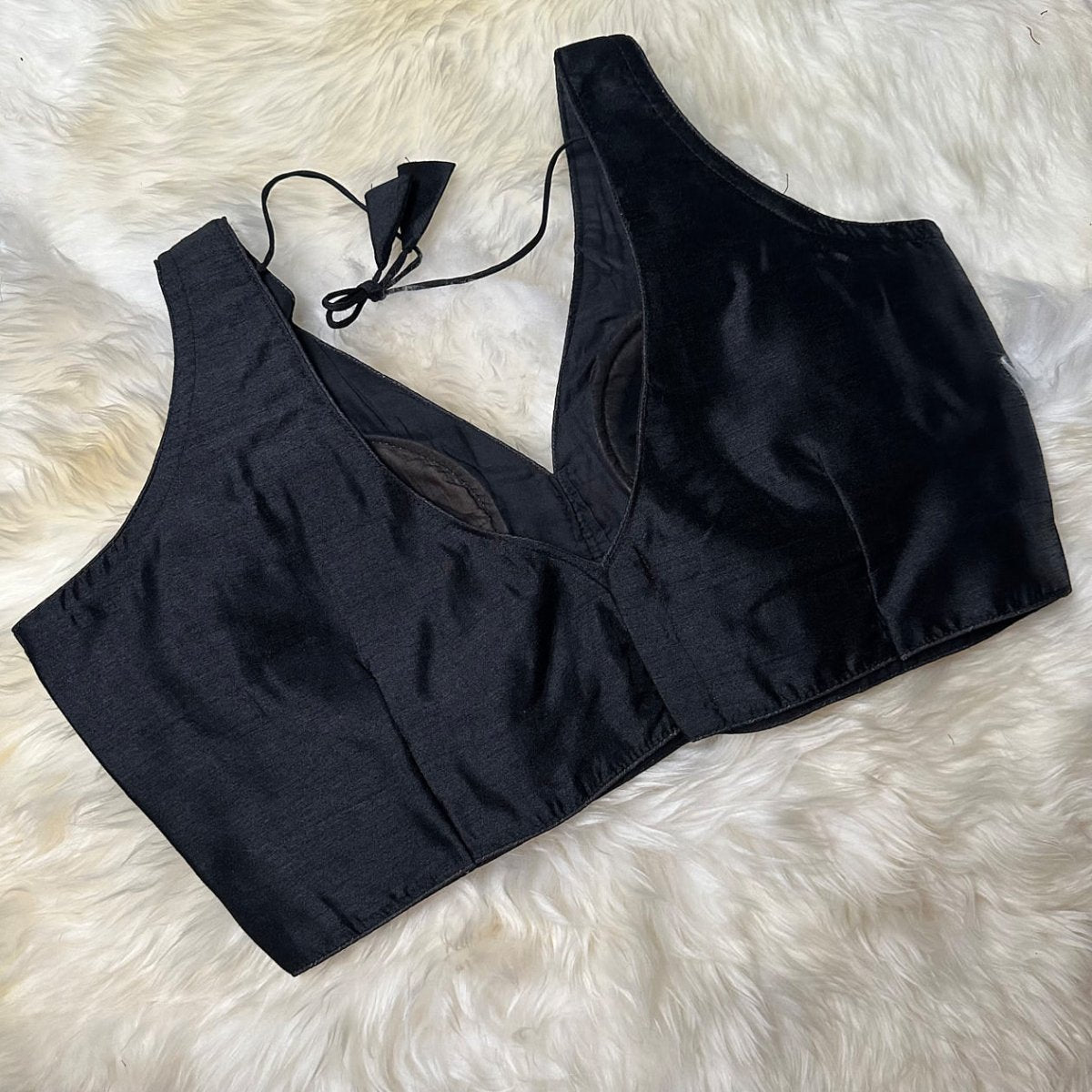 Elegant Black Silk Blouse – Plus Size Perfect Fit (38 to 44) – Classic & Comfortable - swadeshsouq.com