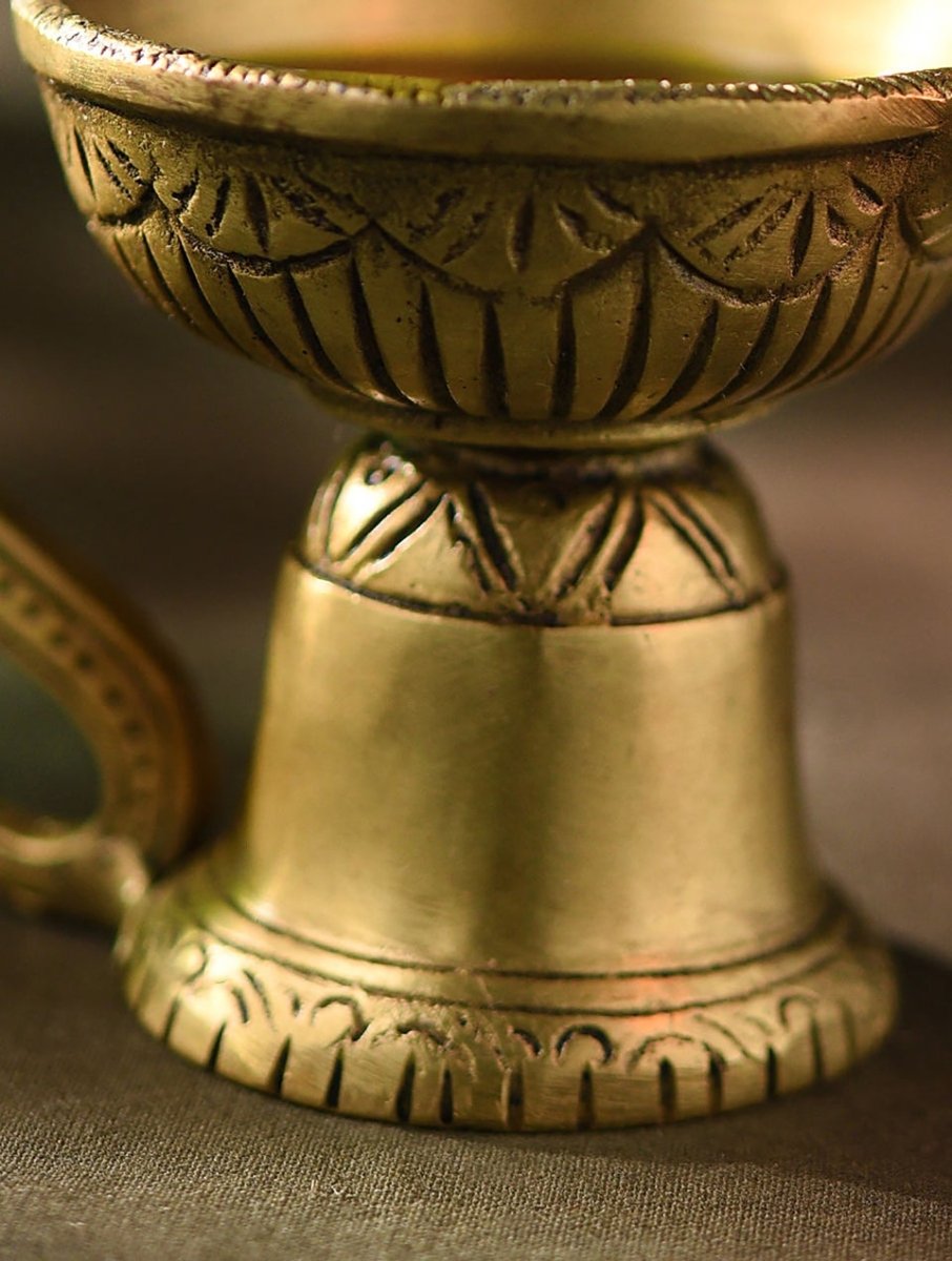 Elegant Brass Diya with Handle (set of 2) - swadeshsouq.com