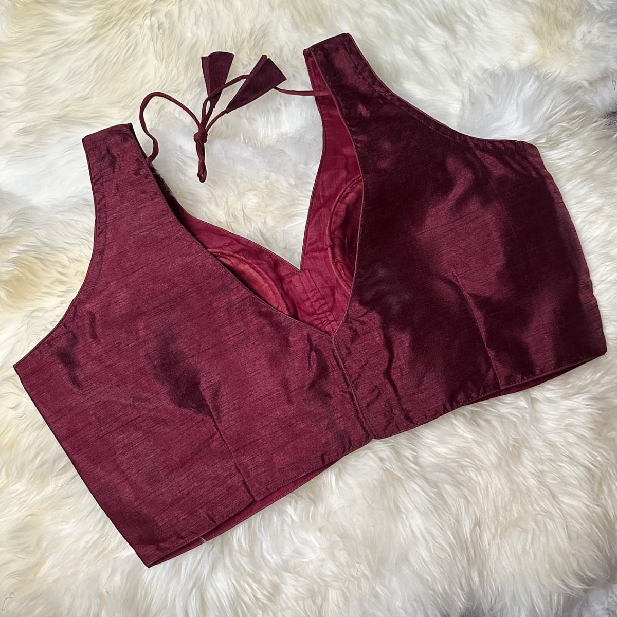 Elegant Burgundy Silk Blouse – Plus Size Perfect Fit (38 to 44) – Rich & Comfortable - swadeshsouq.com