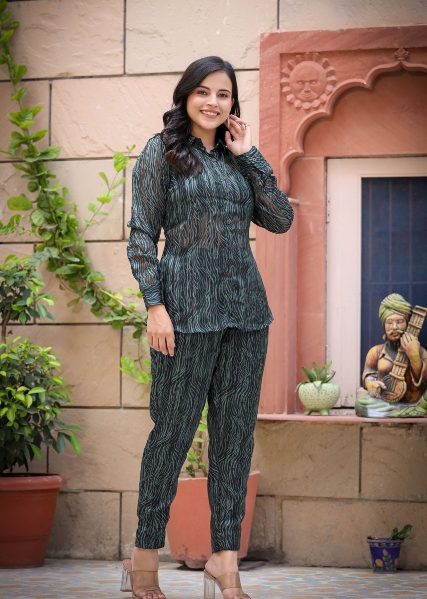 Elegant Chiffon Printed Co - Ord Set for Women | Soft & Stylish Comfort - swadeshsouq.com