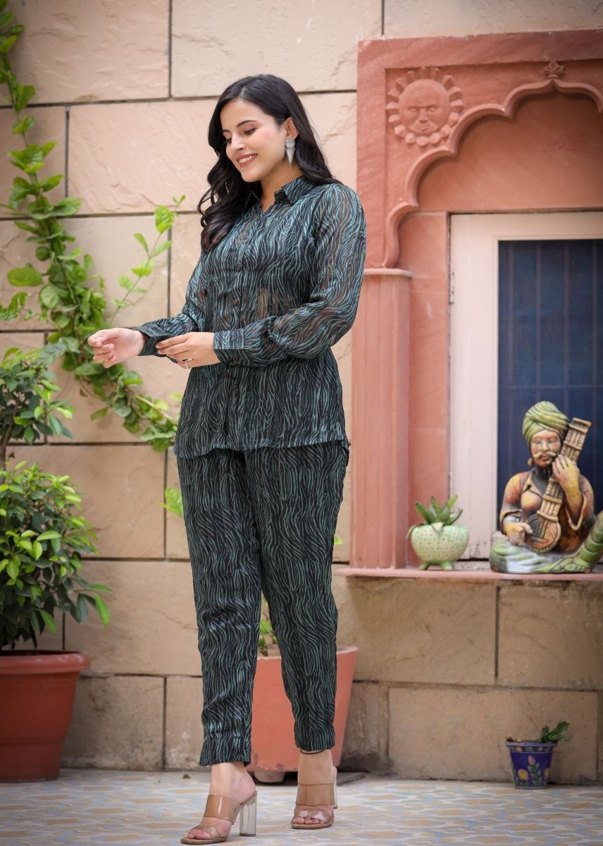 Elegant Chiffon Printed Co - Ord Set for Women | Soft & Stylish Comfort - swadeshsouq.com