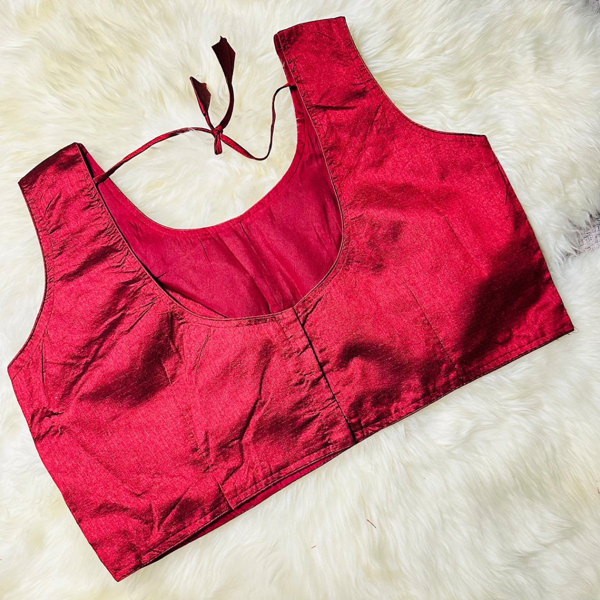 Elegant Maroon Extra Large Silk Blouse – Unpadded Comfort, Fits Up to 48 - swadeshsouq.com