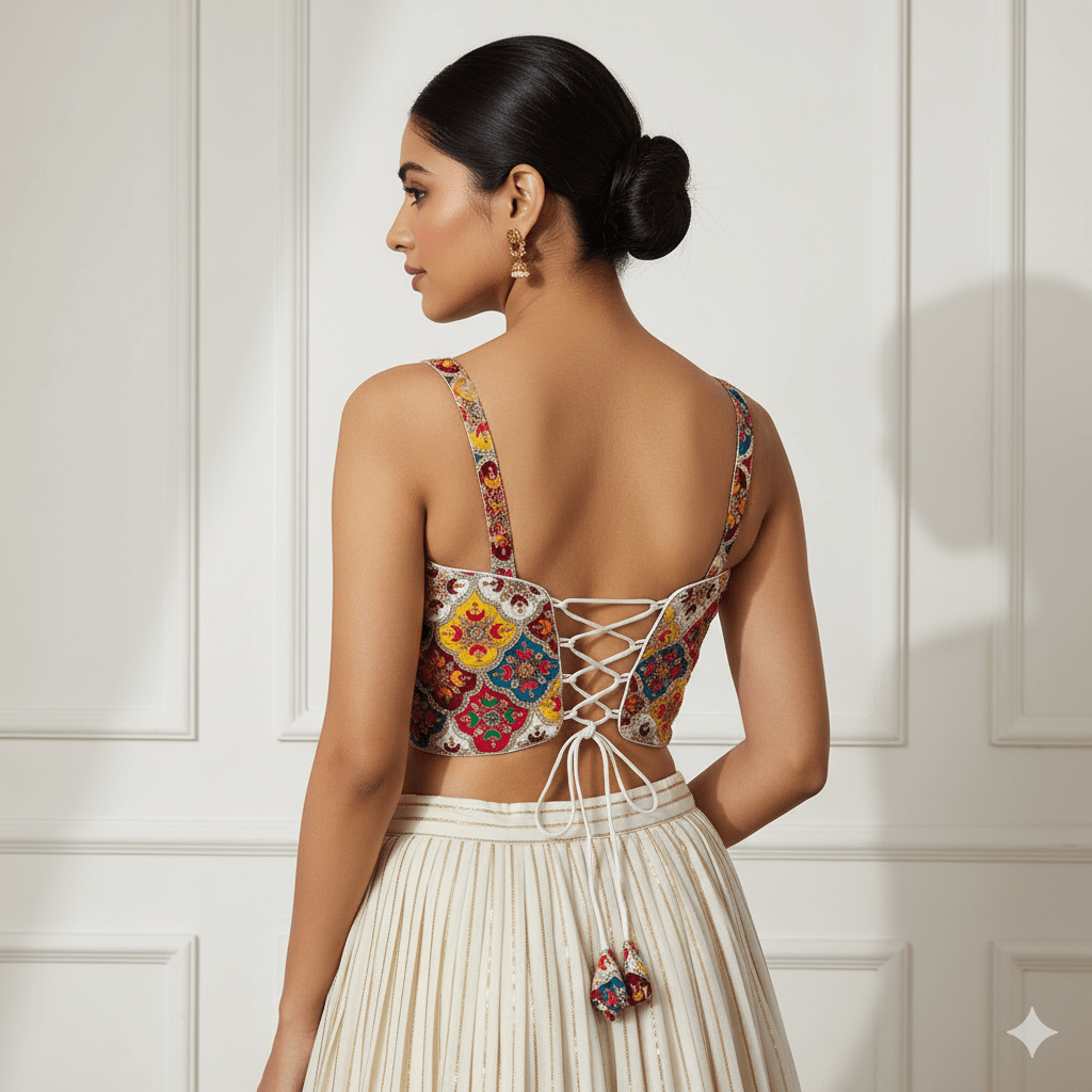 Elegant Multi - Color Viscose Crepe Blouse with Sequins Embroidery – Sleeveless (Size 32 - 40) - swadeshsouq.com