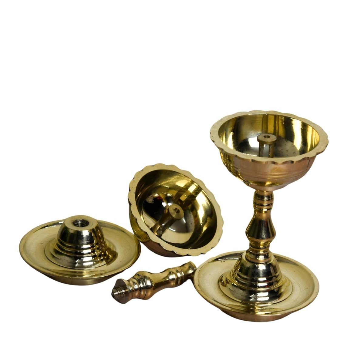 Elegant Pair of Tall Brass Diyas – Handcrafted for an Illuminating Ambiance - swadeshsouq.com