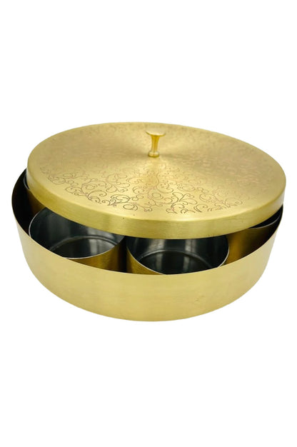 Elegant Pure Brass Spice Box - The Jewel of Your Kitchen - swadeshsouq.com