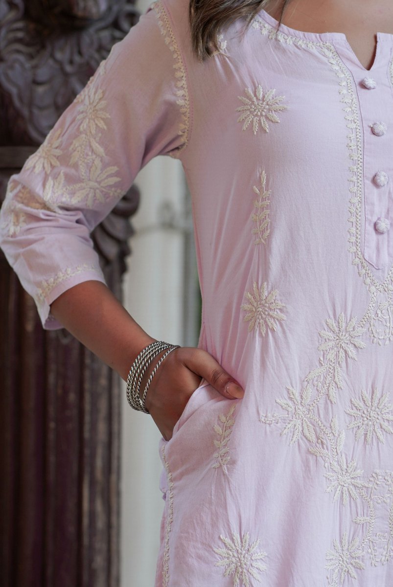 Elegant Purple Lucknow Chikankari Suit Set – Timeless Artistry and Grace - swadeshsouq.com