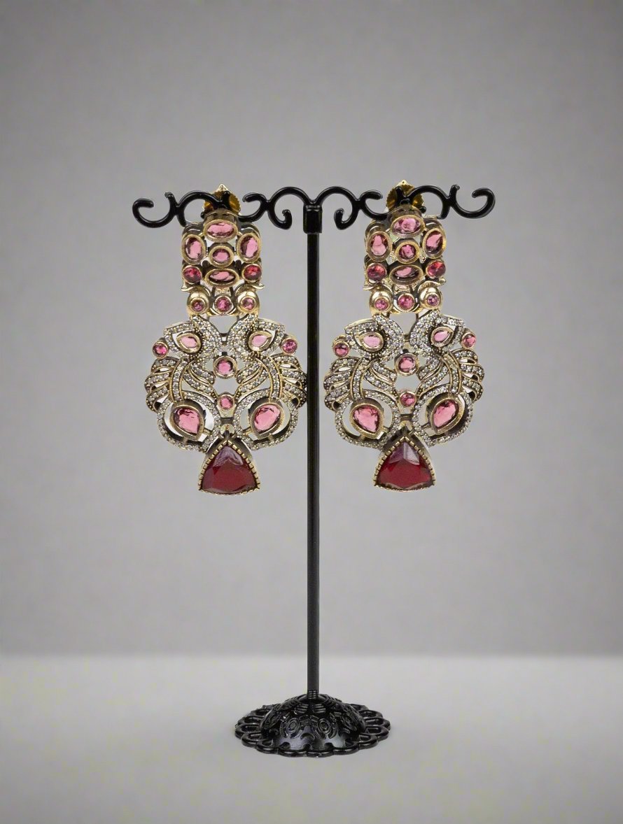 Enchanting Rose Plume Earrings – Bold Elegance Redefined - swadeshsouq.com