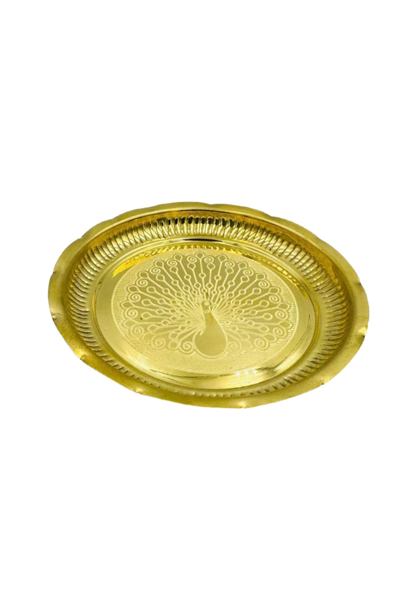 Exquisite Brass Plate with Peacock Design - swadeshsouq.com