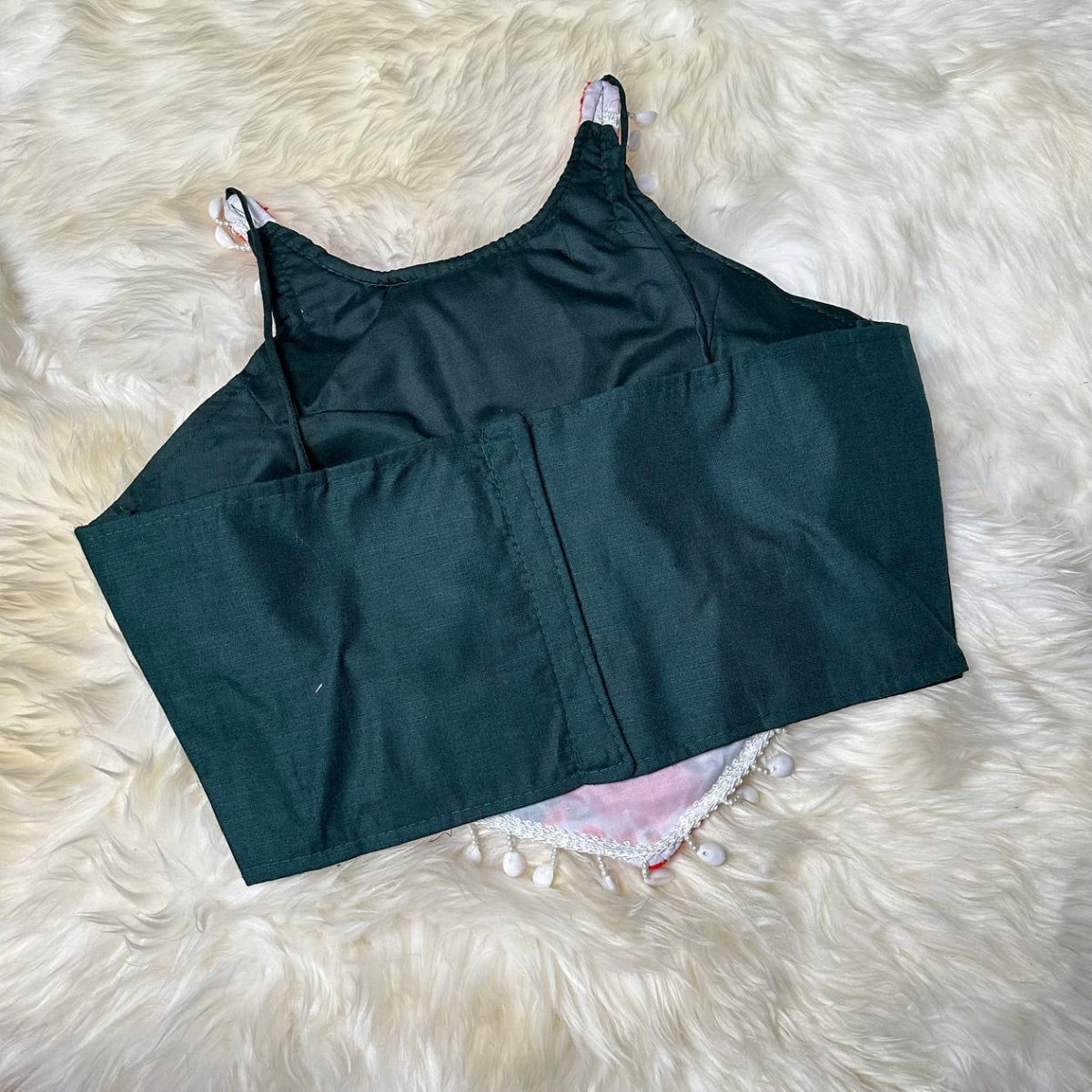 Festive Green Dandiya Pure Cotton Blouse – Sleeveless, Size 32 - 40 - swadeshsouq.com