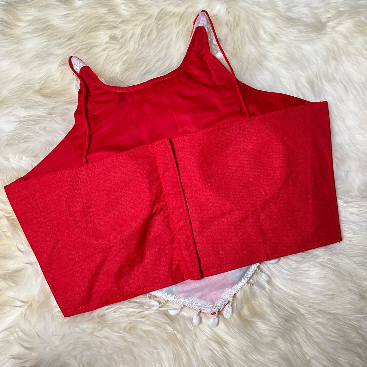 Festive Red Dandiya Pure Cotton Blouse – Sleeveless, Size 32 - 40 - swadeshsouq.com