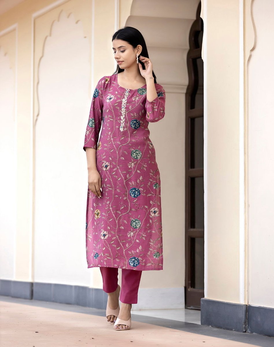 Floral Printed Kurta Pant Set with Dupatta – A Perfect Blend of Elegance and Comfort - swadeshsouq.com