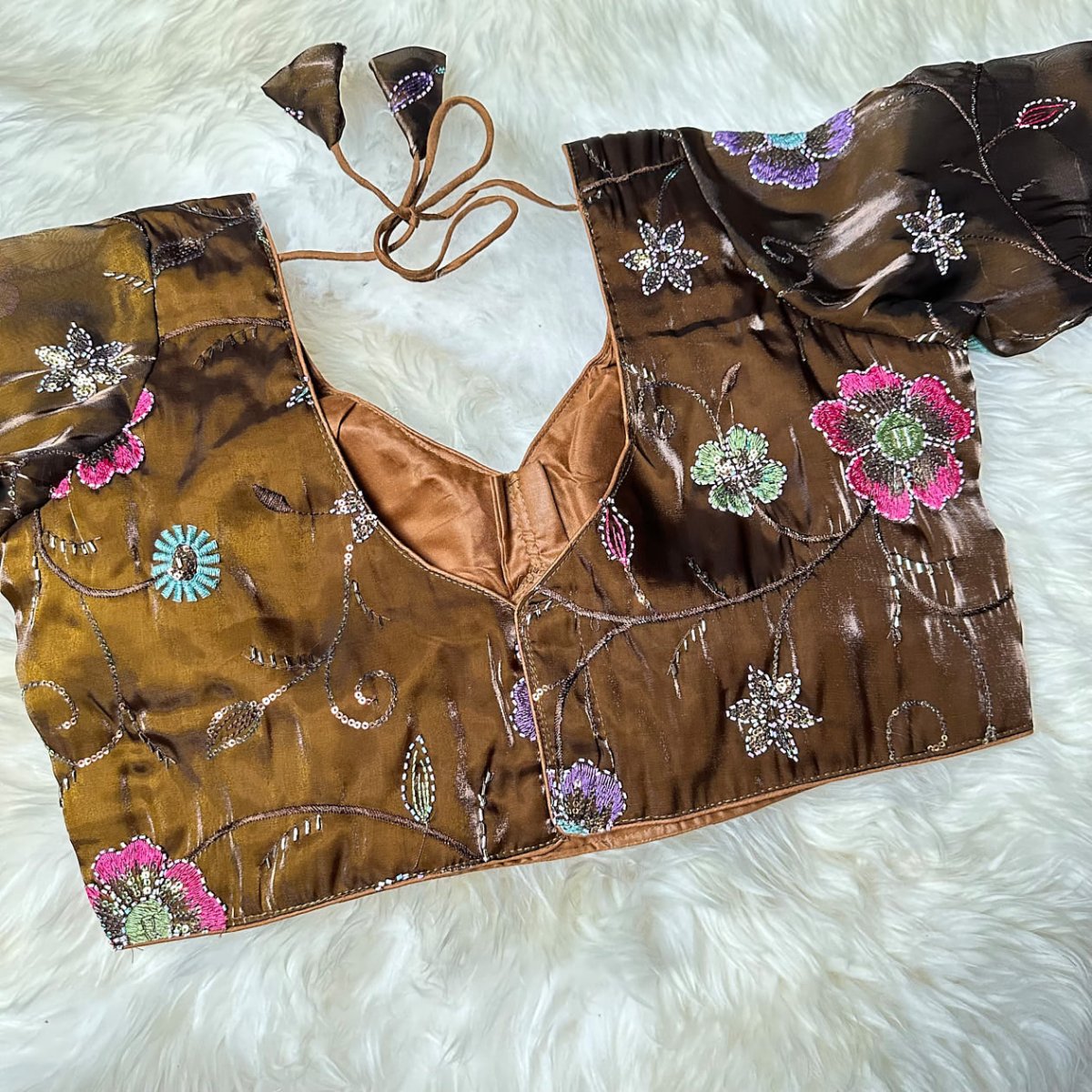 Graceful Paridot Green Jimichoo Beaded Blouse | Size 32–40 - swadeshsouq.com