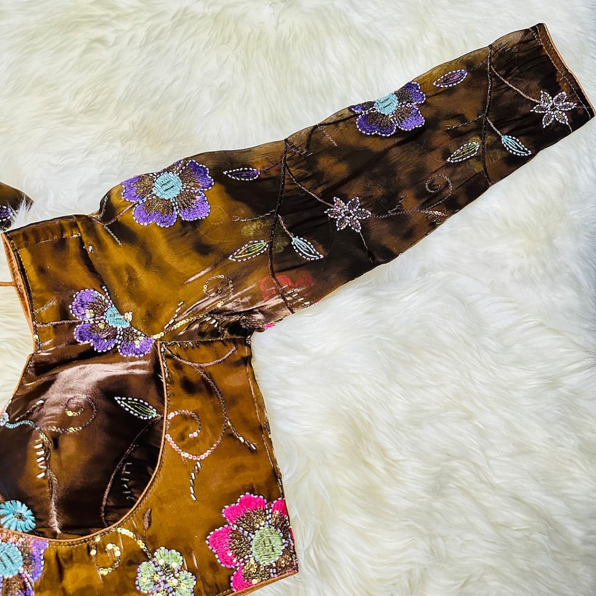 Graceful Paridot Green Jimichoo Beaded Blouse | Size 32–40 - swadeshsouq.com