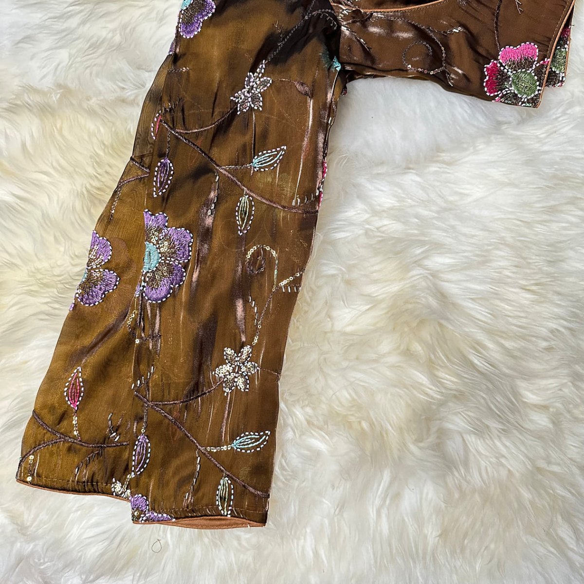 Graceful Paridot Green Jimichoo Beaded Blouse | Size 32–40 - swadeshsouq.com