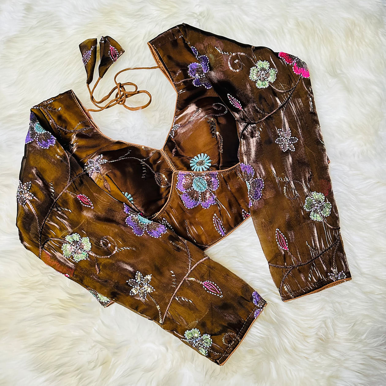 Graceful Paridot Green Jimichoo Beaded Blouse | Size 32–40