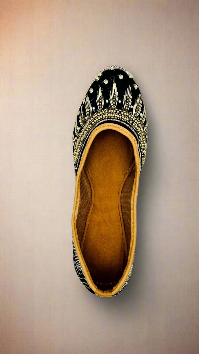 Handcrafted Black Embroidered Juttis | Traditional Ethnic Footwear for Women - swadeshsouq.com