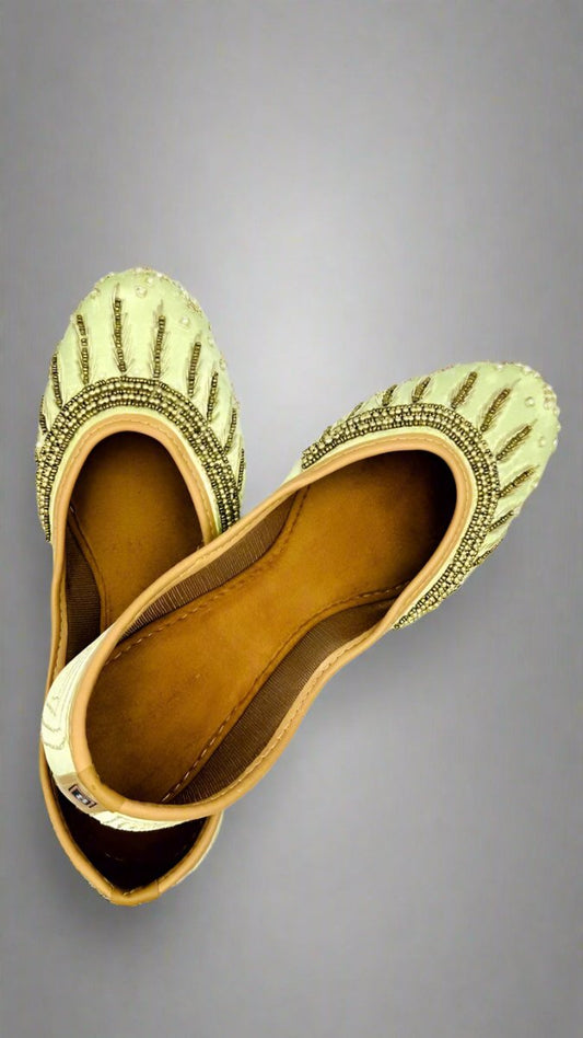 Handcrafted Pista Green Embroidered Juttis | Traditional Ethnic Shoes for Women - swadeshsouq.com