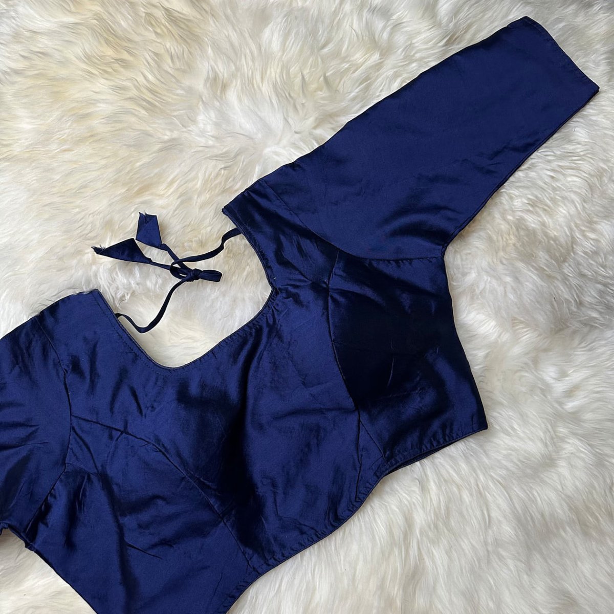 Majestic Blue Silk Long - Sleeve Blouse – Perfect Fit (32 to 38) – Elegant & Rich - swadeshsouq.com