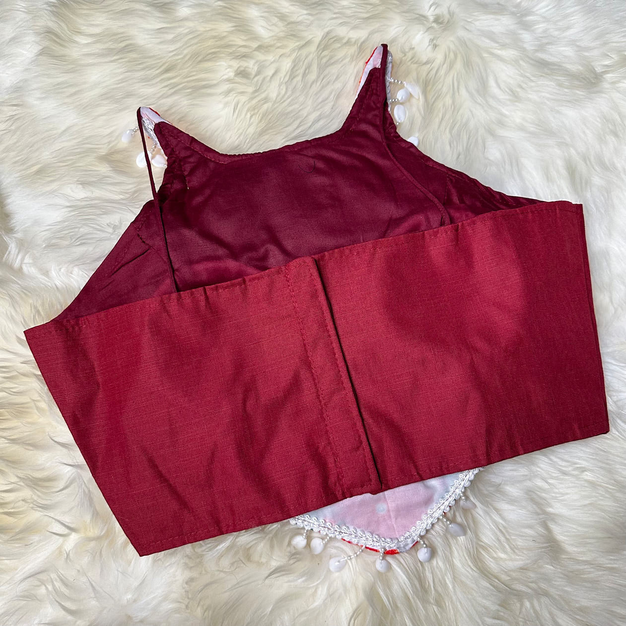 Festive Maroon Dandiya Pure Cotton Blouse – Sleeveless, Size 32-40