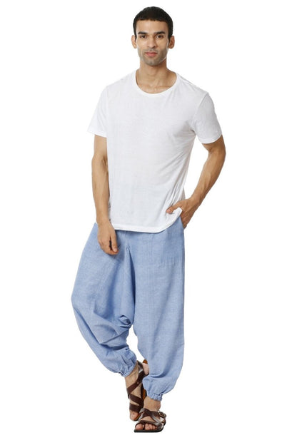 One Size Men's Eco-Friendly Cotton Harem Pants | Fits Waist Size 28 to 36 Inches | Lavender - swadeshsouq.com