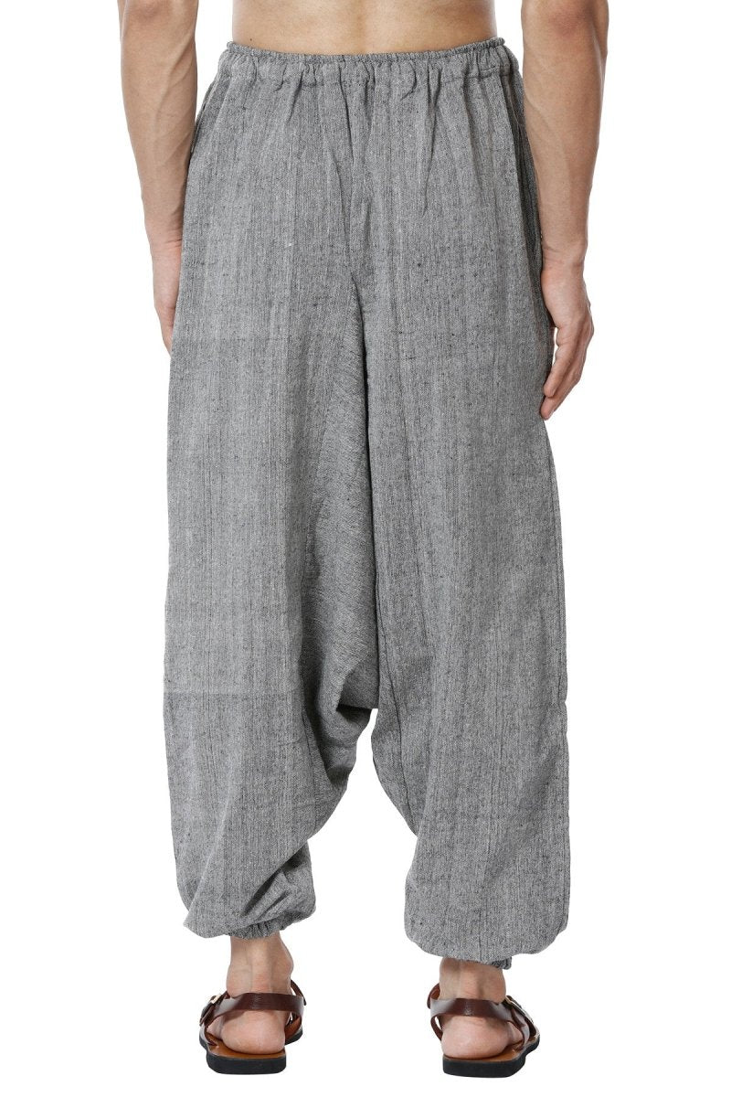 One Size Men's Eco-Friendly Cotton Harem Pants | Hippie Pants | Fits Waist Size 28 to 36 Inches | Grey - swadeshsouq.com