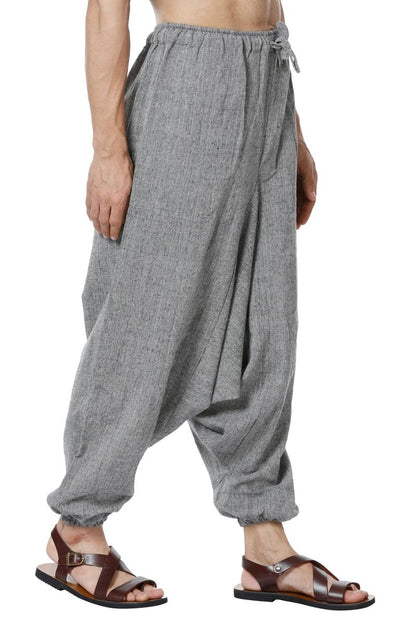 One Size Men's Eco-Friendly Cotton Harem Pants | Hippie Pants | Fits Waist Size 28 to 36 Inches | Grey - swadeshsouq.com