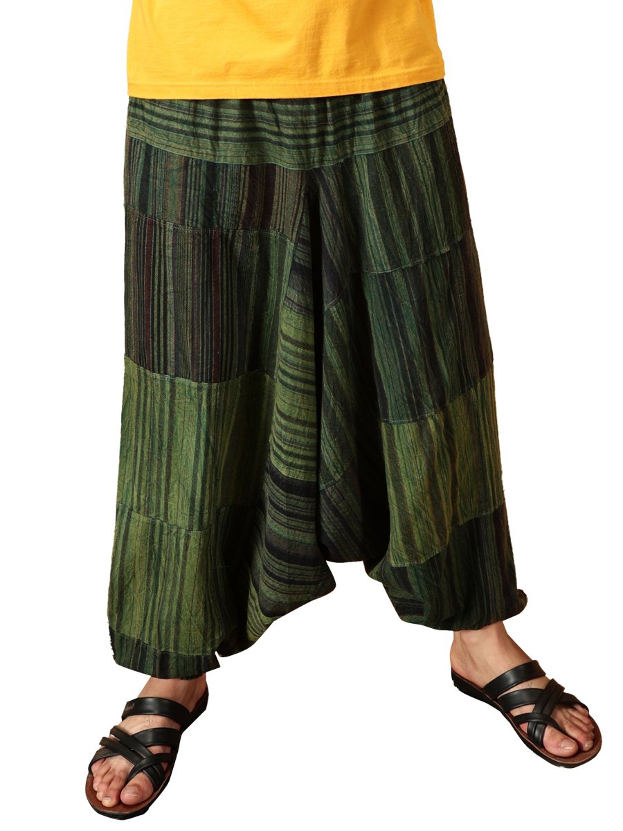 One Size Men's Eco - Friendly Cotton Patchwork Harem Pants | Fits Waist Size 28 to 36 Inches - swadeshsouq.com