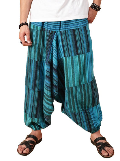 One Size Men's Eco - Friendly Cotton Patchwork Harem Pants | Fits Waist Size 28 to 36 Inches - swadeshsouq.com