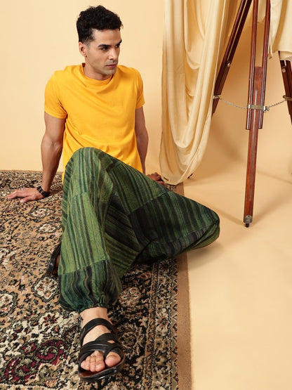 One Size Men's Eco - Friendly Cotton Patchwork Harem Pants | Fits Waist Size 28 to 36 Inches - swadeshsouq.com